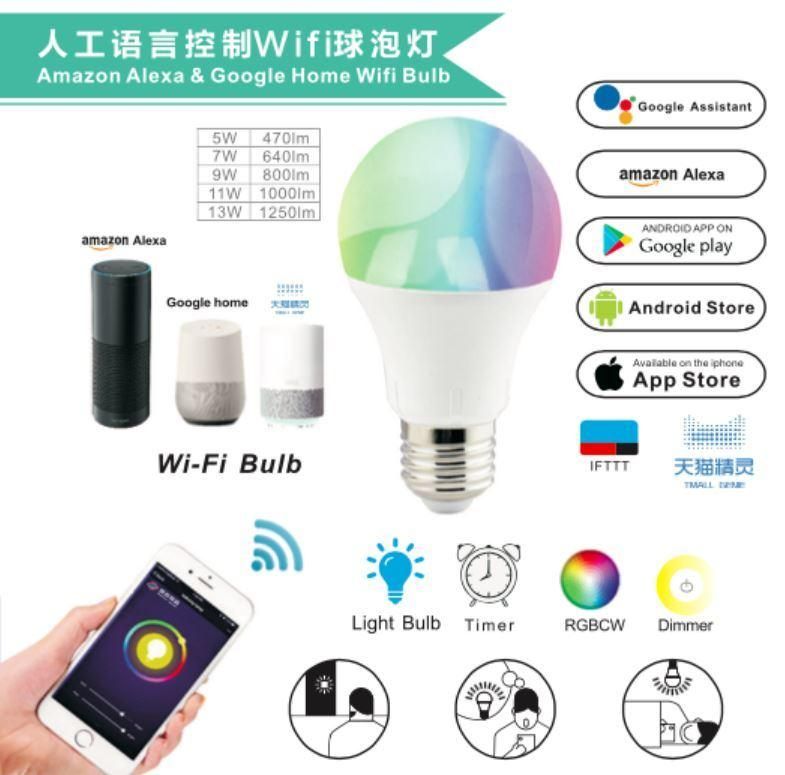 A60 E27 RGB 16digital Remote Control LED Bub 5W