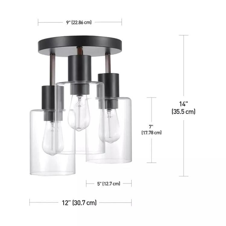 Amazon Hot Sale Industrial Ceiling Light Fixture Modern Clear Glass Shade Ceiling Lamp