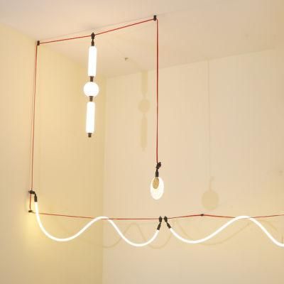 LED Indoor Lighting Designer Flexible Linear 3000K/6000K Glass Acrylic Shade Decoration Chandelier Pendant Ceiling Spot Track Lamp Light