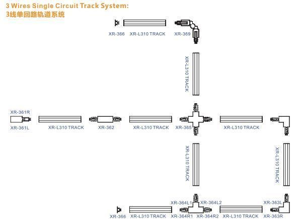 X-Track 3wires Single Circuit 1m White Recessed Track for Restaurant and Supermarket Decoration