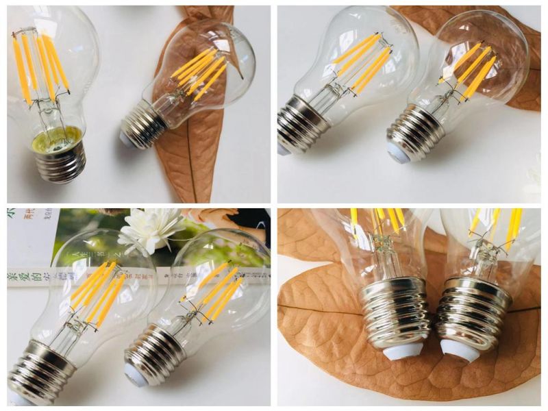China Factory Price LED Edison Filament Bulb Light 4W/6W/8W/10W Vintage LED Lamp 1800K-6500K Amber Clear Glass Bulb for Indoor LED Lightings with CE RoHS ERP