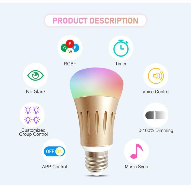 7W RGB Dimmable Smart Bulb for Multiple Applications