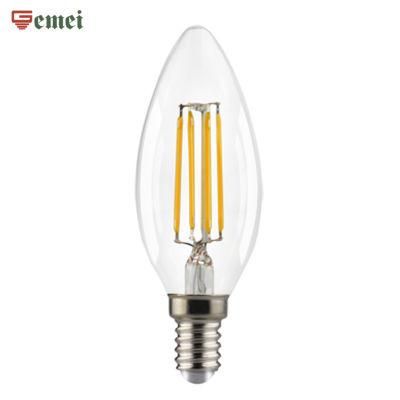 WiFi Control LED Vintage Filament Bulbs C35 C37 LED Bulb Dimmable LED Candle Bulb Lamp E14 E27 Base with LED Light 4W LED Bulb with Ce RoHS