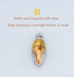High Quality 5W 7W 9W Dimmable LED Filament Bulb, E14 LED Candle Light