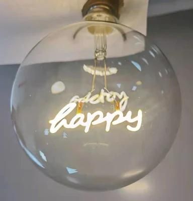 Word Alphabet Happy Dimmable Decorative LED Filament Light Bulb