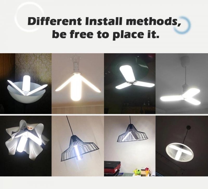 2 Leaves 36W Foldable Fan Blade LED Light Bulb Lamp