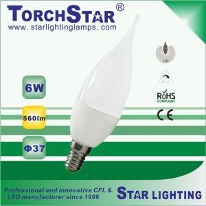 C37/F37 6W Aluminum Plastic Heat Sink E14 LED Candle Bulb