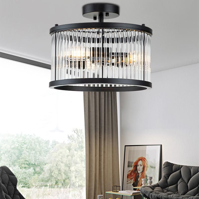 Newest Design Modern Round Luxury Black Pendant Lamp Ceiling Living Room Crystal Light Chandeliers