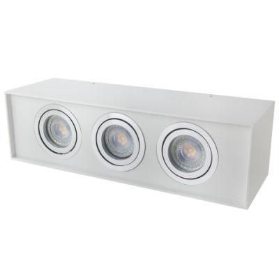 Ce RoHS Certified LED Decorative Lightings GU10 Ceiling Lamp 3 Heads Rectangle Downlight Housing