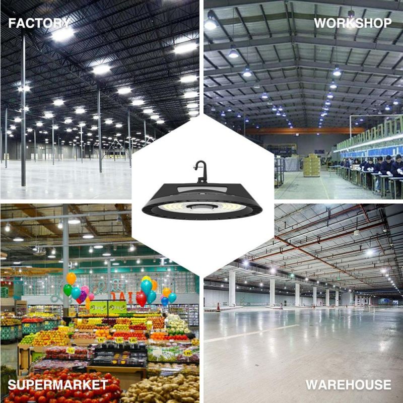 UFO LED High Bay Light 100W 150W 200W Factory Warehouse Gas Station Supermarket Industrial Lighting