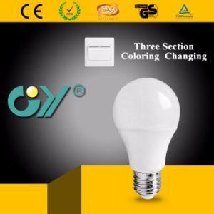 Hot Three Section Changing Color LED A60 9W Bulb Light with Ce
