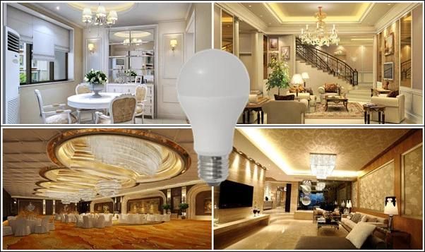 A60 LED Bulb Light E27 B22 Base 100-240V 12W with Ce RoHS Energy Saving Lamp