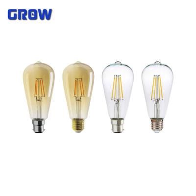 China Manufacturer LED Vintage Glass Bulb St64 6W Filament Retro Cage Shape Filament for Indoor Decorative Lighting