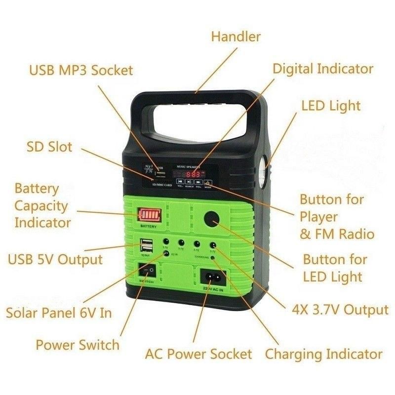 2021 Hot Factory Direct Sale 9W Portable Solar LED Lighting System LED Solar Reading Light with Torch Light/FM Radio/Mobile Phone Charger