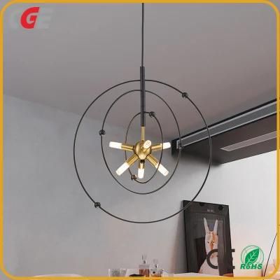 Vintage Antique Restaurant Iron Wire Pendant Lamp Industrial Wheel Shape Black Iron Lamp Vintage Lamp