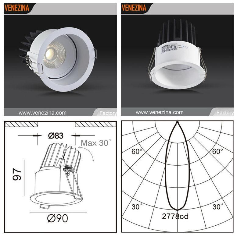 Round Shape with Deep 15W LED Recessed Spot Down Light