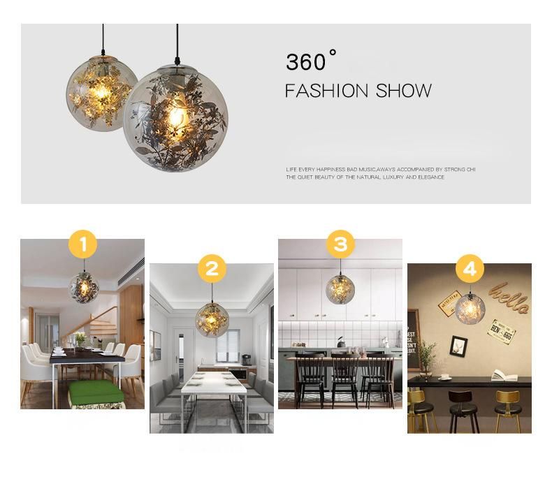 Hot Selling Modern E27 Glass Chandelier Romantic Home Art Deco Pendant Light for Cafe Living Room Dining Room
