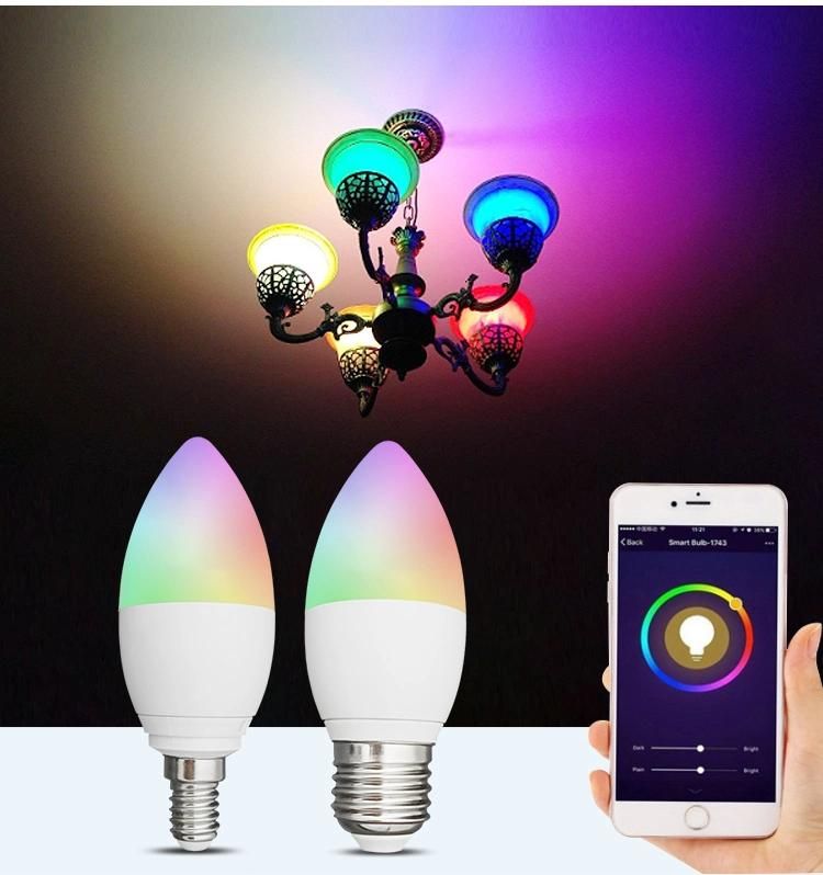 E12 E27 Base 5W C37 Smart LED Candle Bulb