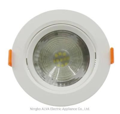Recessed Die-Casting Aluminium Spot Light 10W COB LED Circle Rotable PC Downlight