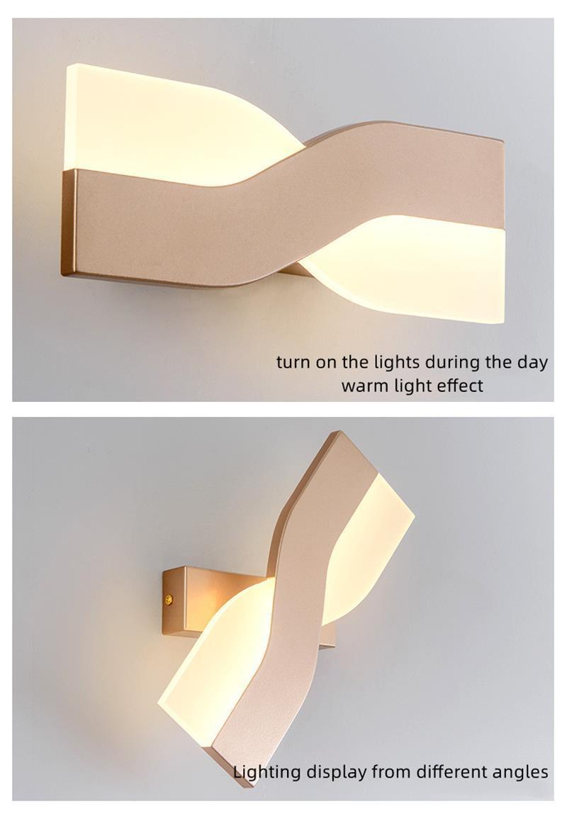 LED Nordic Wall Lamp Modern Living Room Simple Bedroom Bedside Lamp Rectangular Rotatable Study Background Wall Lamp