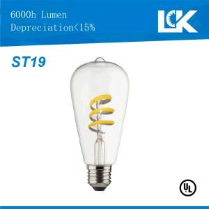 7W 800lm E26 St19 New Spiral Filament LED Light Bulb