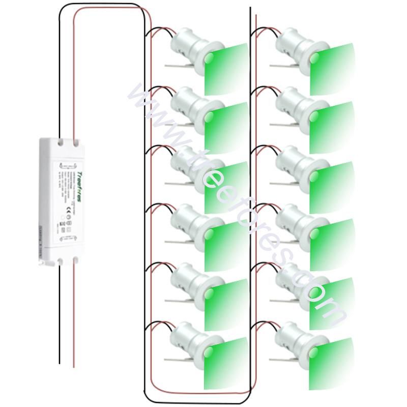 10PCS LED Light IP67 Driver 1W 12V IP65 15mm Mini LED Spot for Bedroom Street Built in Lighting Green