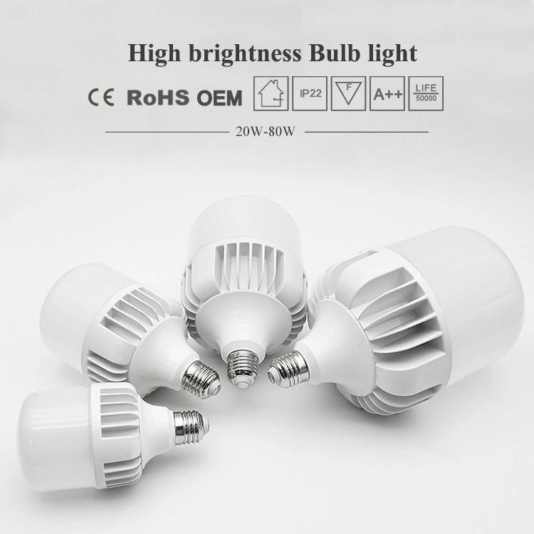 China Supplier T Series Aluminum 80W 8000lumen LED Bulb
