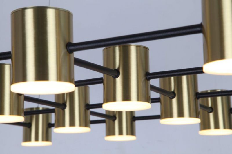 Masivel Lighting Modern Bar LED Pendant Light Aluminum Brass Cylinder Decorative LED Chandelier Light