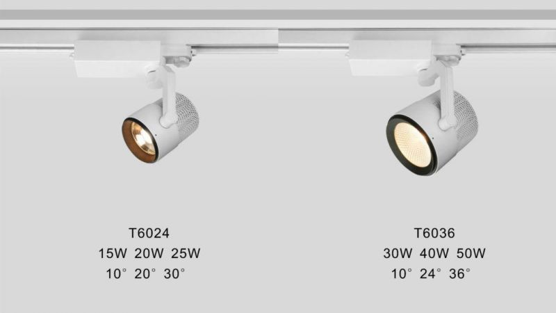 Small Angle 15W/20W/25W 3 4 Wires COB LED Tracklight Lighting Fixture