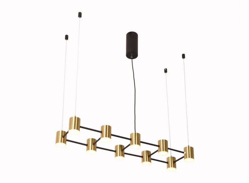 Masivel Lighting Modern Pendant Light Linear Aluminum Brass Cylinder Decorative LED Chandelier Light