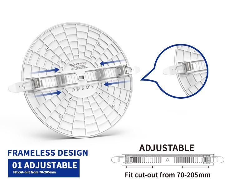 Keou New 100lm/W Panel Light Adjustable 55-205mm 9W 18W LED Panel Lamp 24W Frameless LED Panel Light 36W Dimmable LED Lamp Lighting LED Light