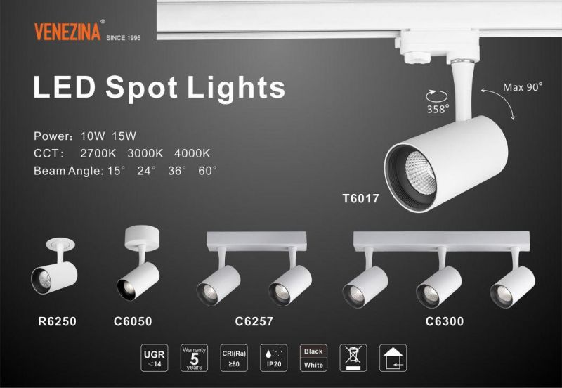 European Design COB LED 10W/15W Adjustable Recessed LED Spotlight Spot Track Light with Anti-Dazzle Ring