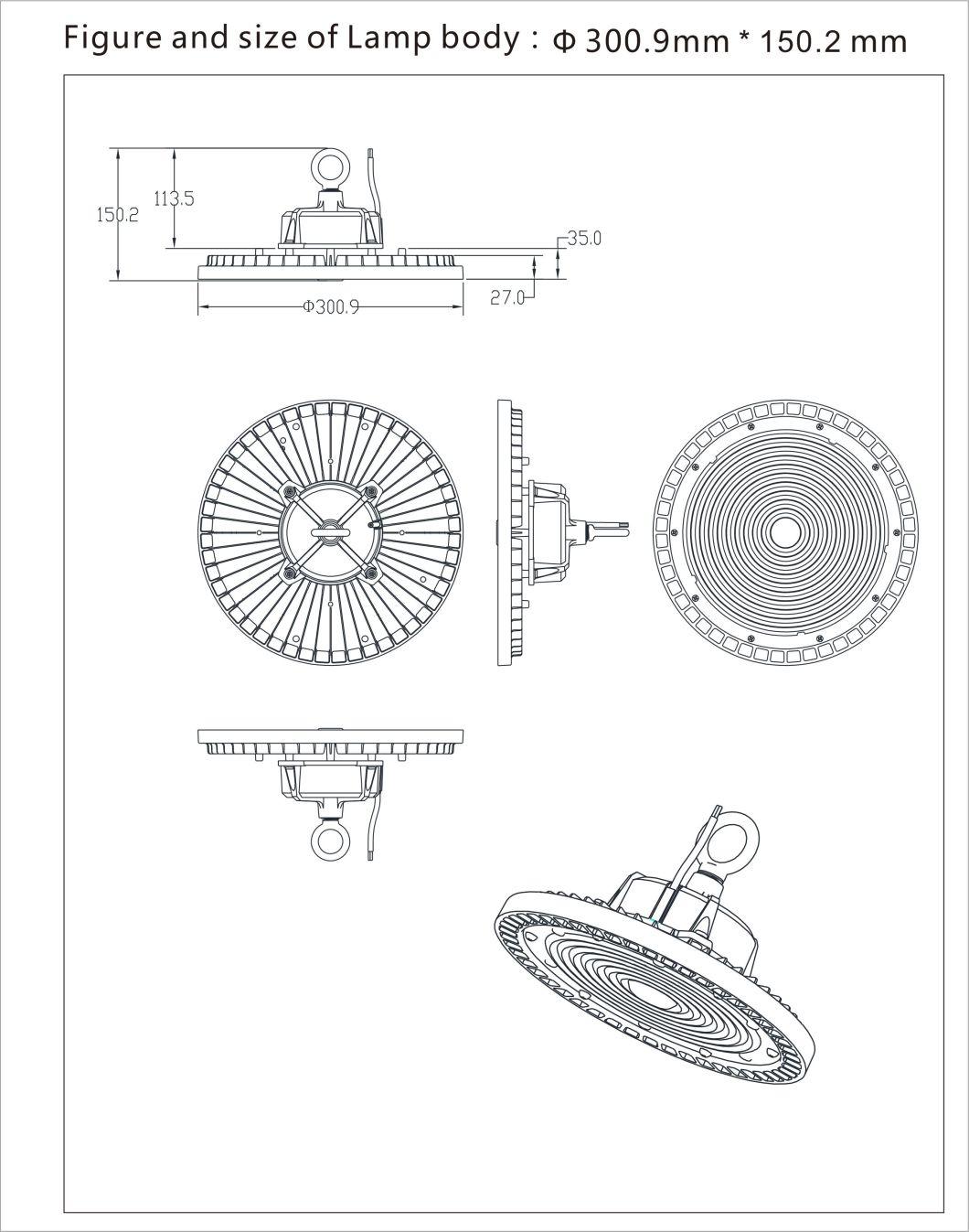 100W 150W 200W High Power LED Lamp 5 Year Warranty IP66 CE RoHS LED Stadium Light UFO LED High Bay Light