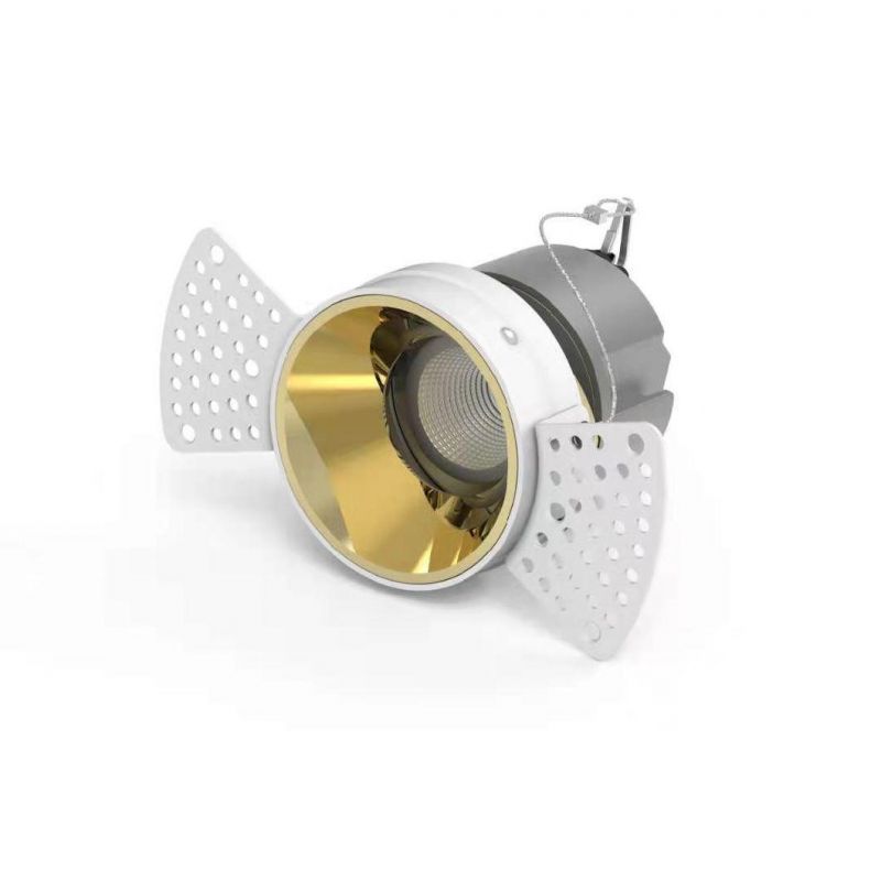 China Fty Round Shape Golden Front Ring Downlights LED COB Aluminum Recessed Trimless Downlight