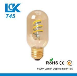 4W 350lm T45 New Spiral Filament Retro LED Light Bulb