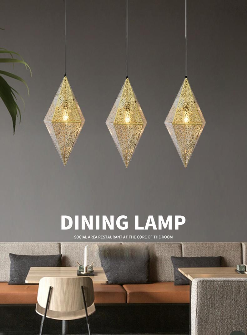 Modern Creative Art Stainless Steel Pendant Light LED Gold Chrome Rose Gold Geometric Polyhedron Chandelier