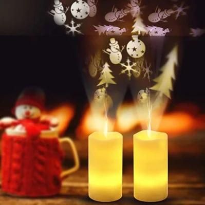 Snowflake Pattern Night Light Simulate Christmas LED Candle Projector Lamp with Remote Control