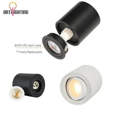 Mini Super Bright Anti-Glare Round Ceiling Surface Mounted Cylinder LED Downlight COB Spotlights with Retrofit Light Bulb GU10