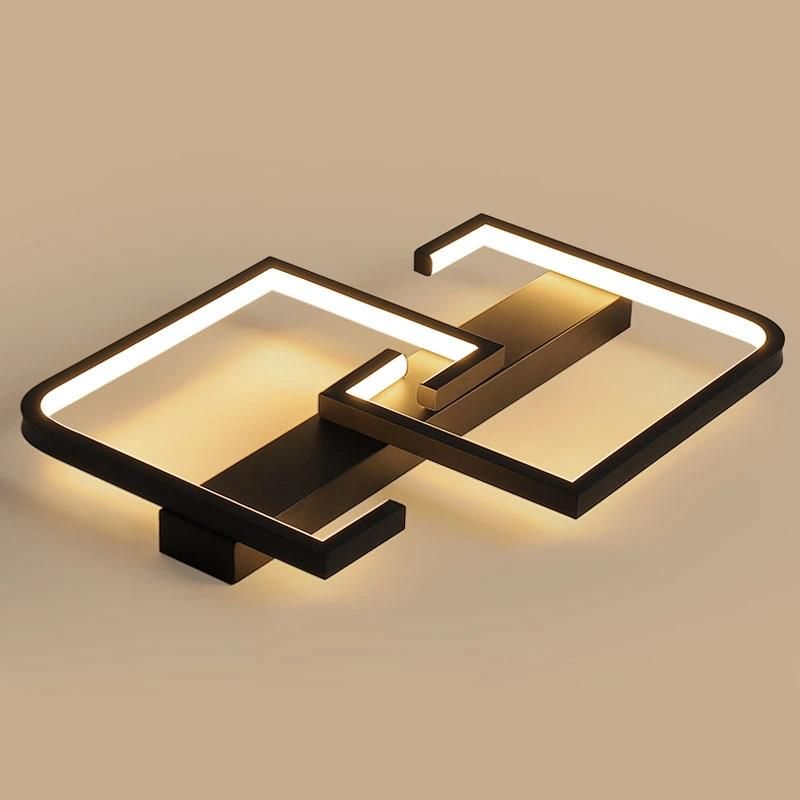 Modern Decorative Two Squares Dimmable Warm White Simple Acrylic LED Ceiling Lamp
