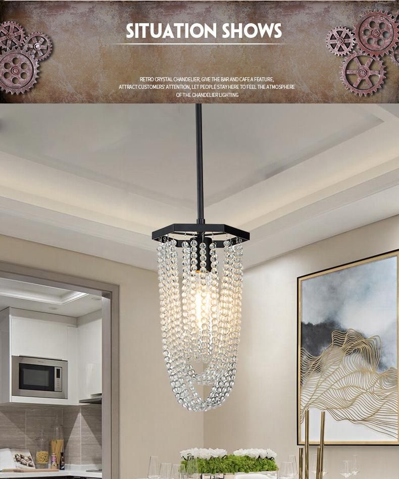 American Simple Wrought Iron Chandelier Restaurant Creative Retro Crystal Chandelier