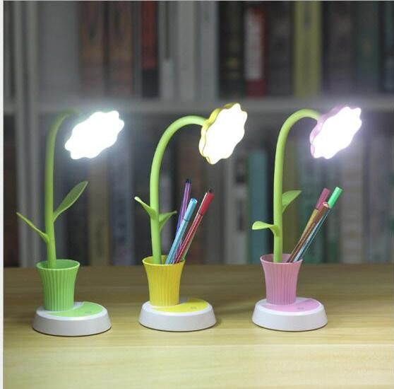 USB Rechargeable Sunflower Pen Holder LED Night Desk Lamp