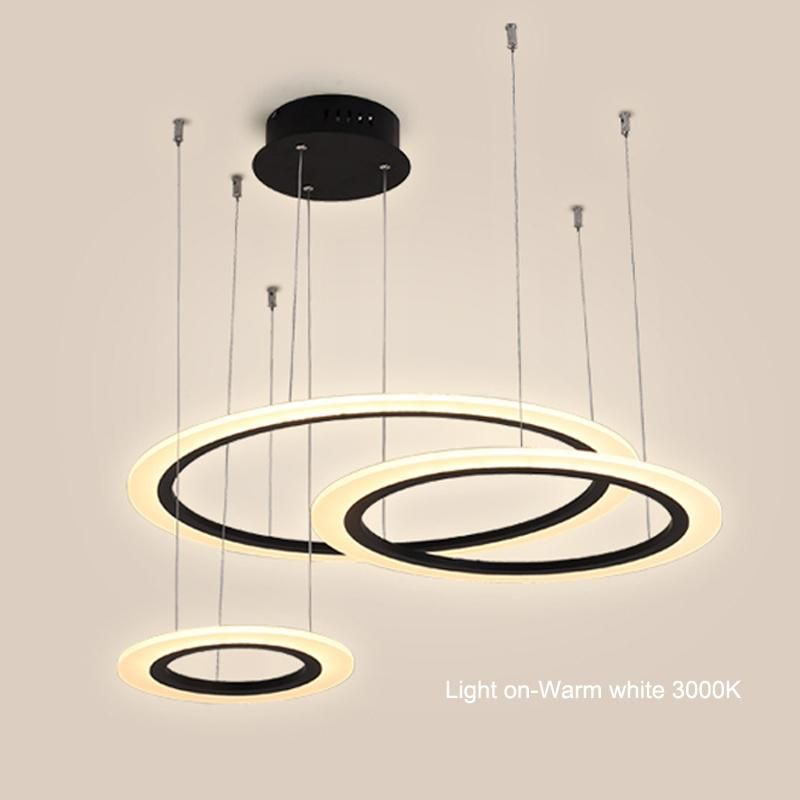 Modern Decoration Circle LED Dimmable Chandelier Pendant Lights Hanging Adjustable Indoor Light