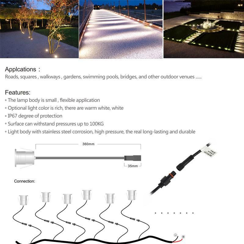 3W 12V-24V LED Ceiling Downlight IP67 SPA Bathroom Outdoor Garden Lighting 3watts Spot Bulb for Wall Deck Spotlight CE