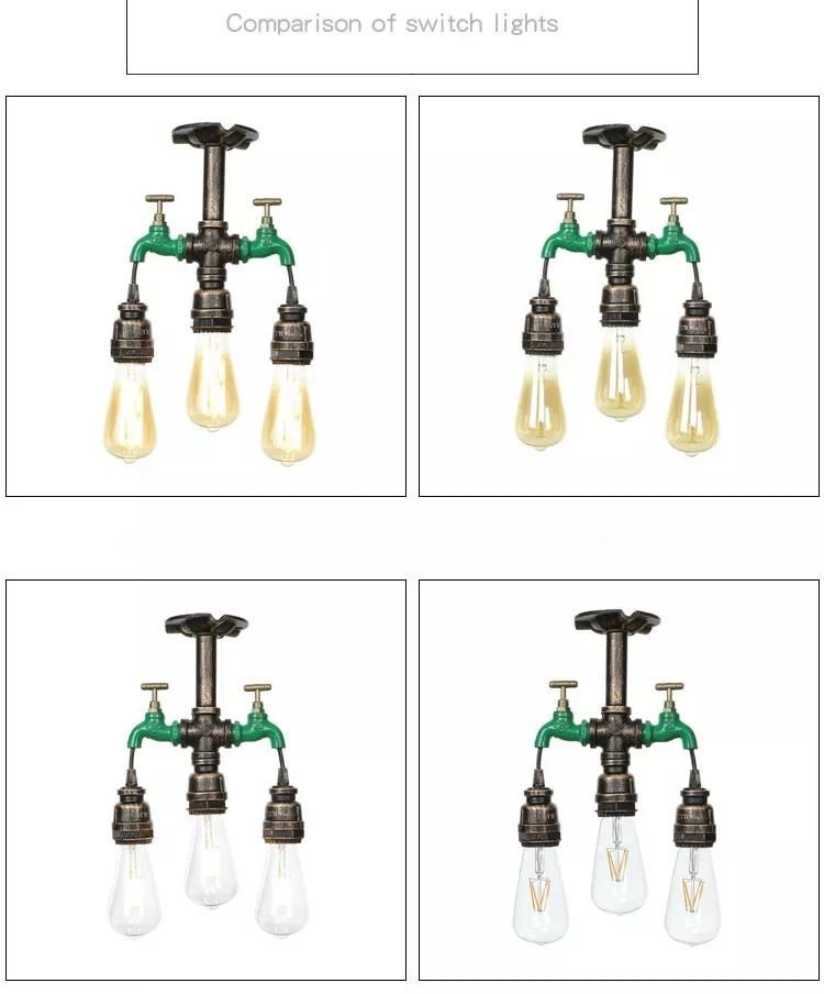 Vintage Iron Rust Water Pipe Lamps E27 Loft Light Indoor Home Lighting Retro Industrial Ceiling Lamp