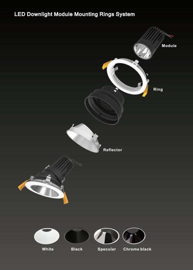 2700K to 5700K Dimmable Module COB Color Temperature and Brightness Downlight