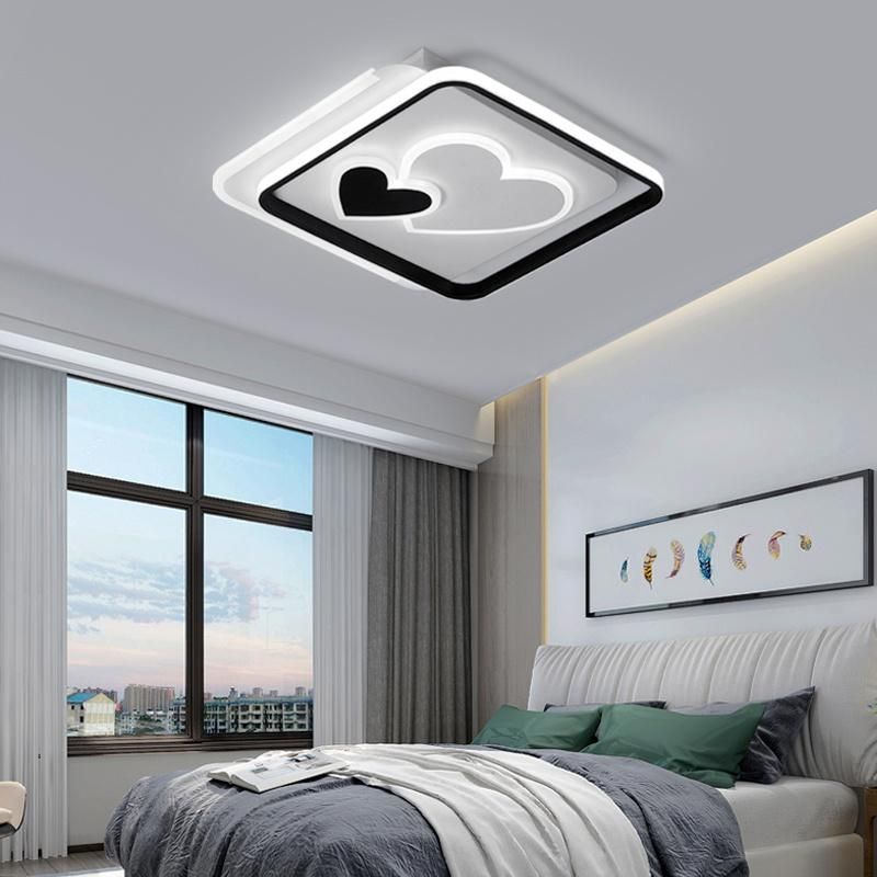 Contemporary Square LED Heart Ceiling for Children Room Kid Bedroom Lamp