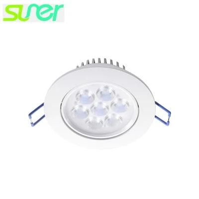 Round Ceiling Lighting Recessed LED Downlight 7X1w Adjustable Spotlight 3000K Warm White