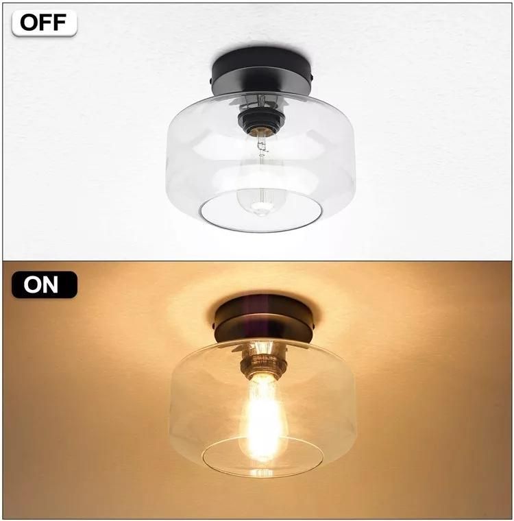 Amazon Hot Sale Industrial Ceiling Light Fixture Modern Clear Glass Shade Ceiling Lamp