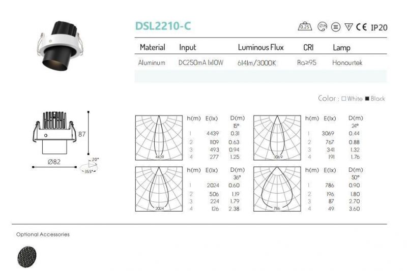 New Design Good Quality High Lumen Round LED Recessed 10W Downlight