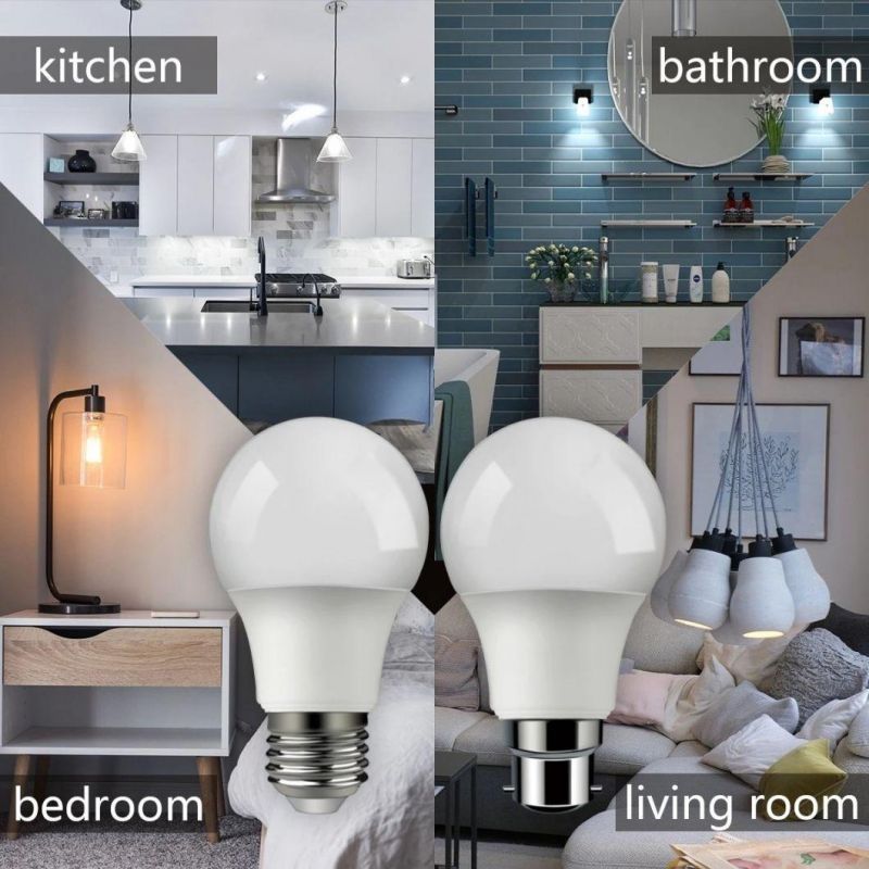 Factory Price A60 9W B22 E27 Plastic Aluminum LED Bulb Light Energy Saving Lamp for Indoor Using with CE RoHS ERP Approval